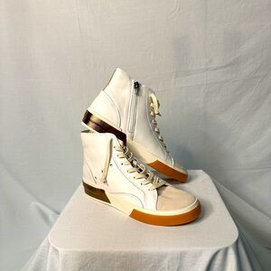Dolce Vita women’s Zani cream and tan leather High-Top Sneakers Gold accent